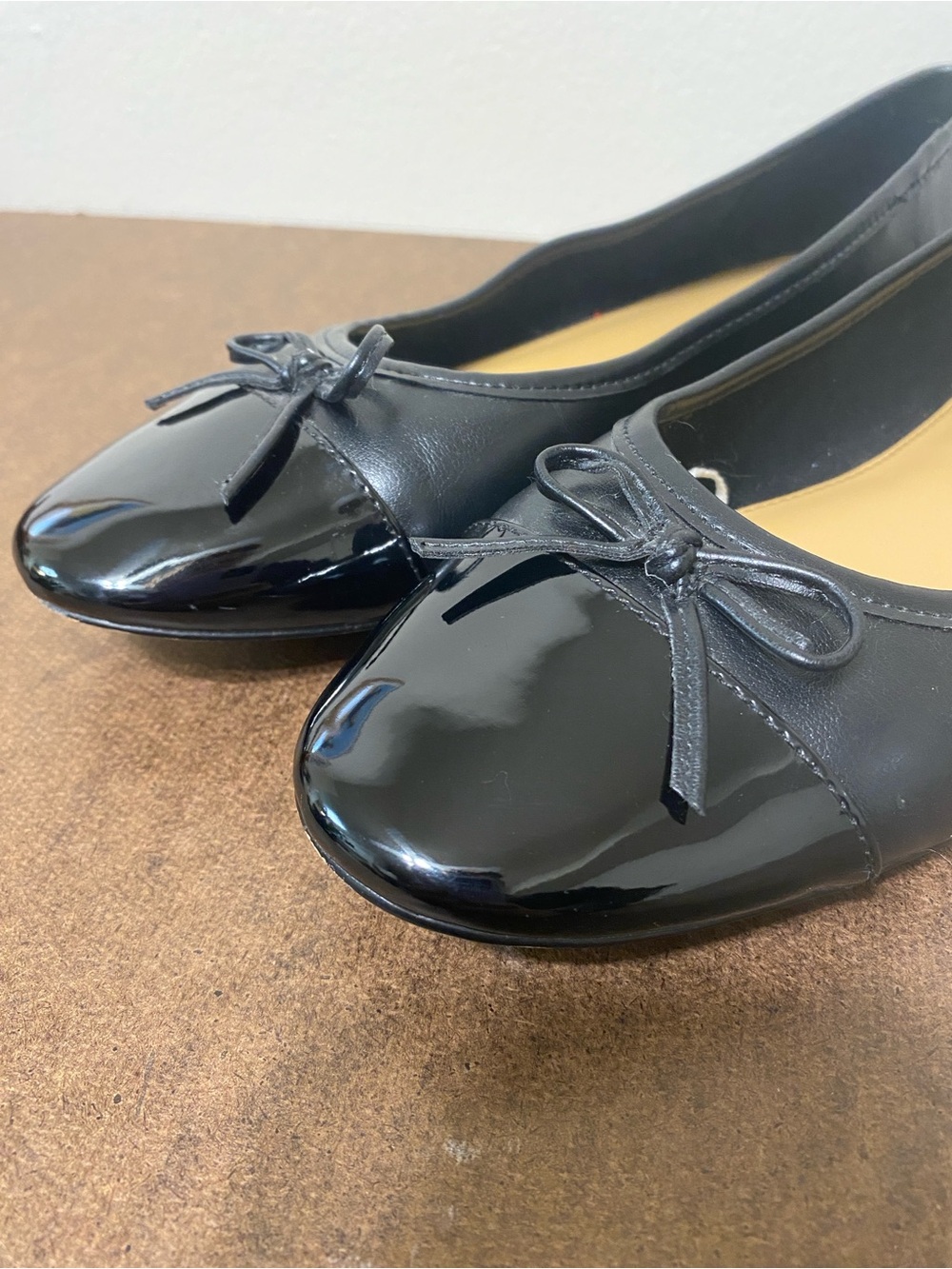 J. Crew Factory Black Patent Ballet Flats with Bow